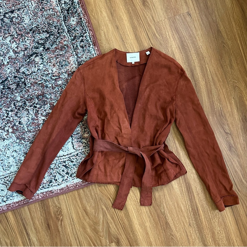 Vince Rust Suede Belted Jacket